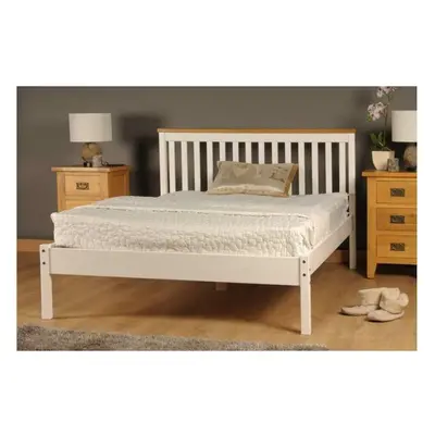 (5ft Kingsize, White) Riga Wooden Bed Frame with Charlotte Mattress