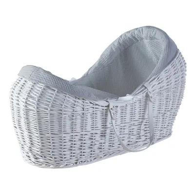 Grey Waffle White Wicker Pod Moses Basket