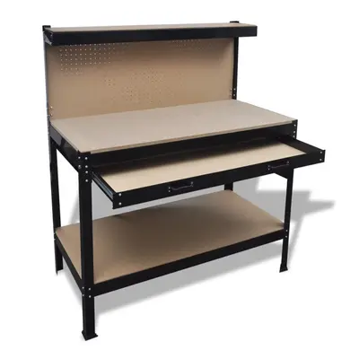 vidaXL Workbench with Pegboard and Drawer Station Garage Tool Storage Shelf