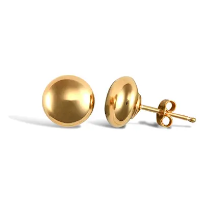 Jewelco London Ladies 9ct Yellow Gold Button Pebble Stud Earrings, 7mm - JES309