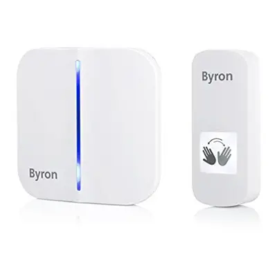 Byron DBY-23431 Wireless Portable Doorbell Set, Touch Free Door Push, Wave Sensor, 100m Range, W