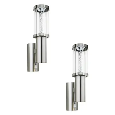 2 PACK IP44 Outdoor Wall Light & PIR Motion Sensor Stainless Steel 3W GU10