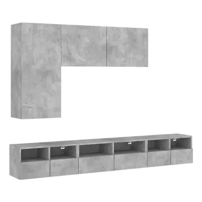 (concrete grey) vidaXL TV Wall Cabinets Piece Floating TV Wall Unit TV Stand Engineered Wood