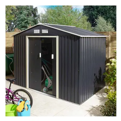 86 Trentvale Metal Apex Shed - Dark Grey