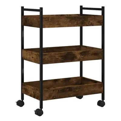 vidaXL Kitchen Trolley Rolling Cart Storage Cart Smoked Oak Engineered Wood