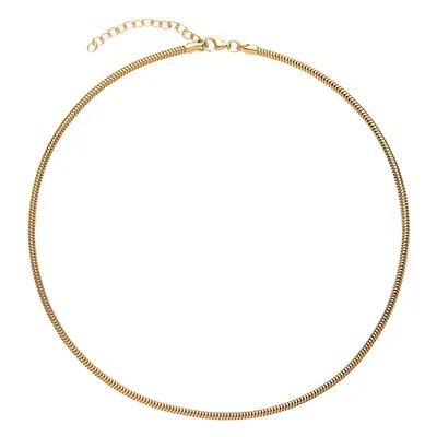 Jewelco London Ladies Yellow Gold-Plated Sterling Silver Snake Omega Chain Choker Collarette Nec