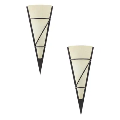 2 PACK Wall Light Colour Antique Brown Shade Beige Glass Chalked Bulb E14 1x60W