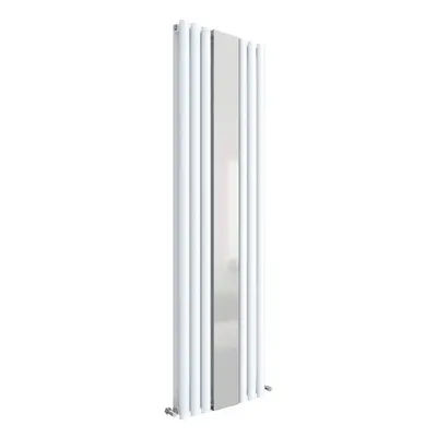 Vertical Double Panel Radiator with Mirror - 1800mm x 499mm - BTU - Gloss White