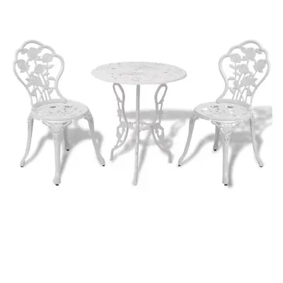 vidaXL Piece Bistro Set White Cast Aluminium Garden Furniture Table Chair