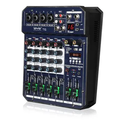 (6) Mini Channel Mono+1 Stereo Output USB DSP Effects Audio Mixer With Bluetooth