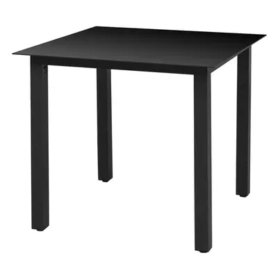 vidaXL Garden Dining Table Glass Aluminium 80x80x74 cm Black Outdoor Patio