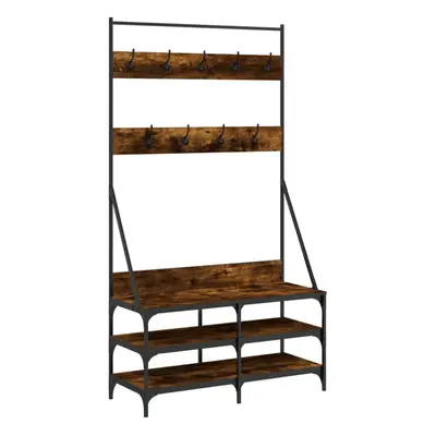 (smoked oak, x x cm) vidaXL Clothes Rack with Shoe Storage Garment Rack Clothes Rail Sonoma Oak