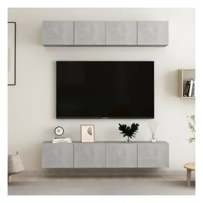 vidaXL 4x TV Cabinets Concrete Grey Chipboard Home Furniture TV Stand Cabinet