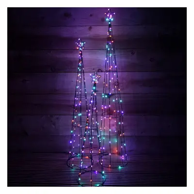 Premier LED Piece Indoor Outdoor Christmas Pyramid Decoration Set in Rainbow