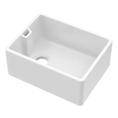 Fireclay Single Bowl Belfast Kitchen Sink with Overflow, No Tap Hole, 595mm