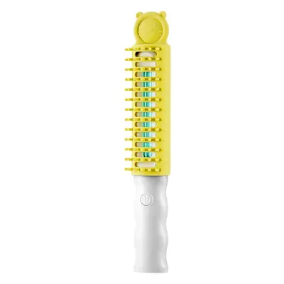 (Yellow) Pet Comb USB Portable Handheld Ultraviolet Cat Dog Hair Brush UV Sterilization Dog Brus