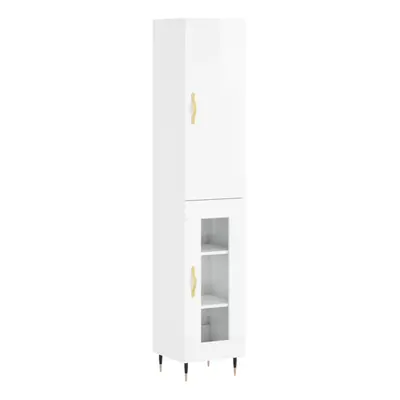 (high gloss white, glass door) vidaXL Highboard Sideboard Tall Storage Cabinet Side Cabinet Engi