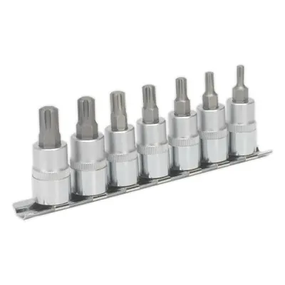 7pc Ribe Star Socket Bit Set - 3/8" Square Drive - 50mm Long S2 Steel Shafts