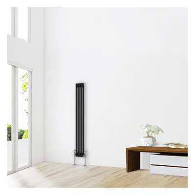 (1500 x 200mm-2 Column) NRG Traditional Black Horizontal Vertical Bathroom Cast Iron Radiator