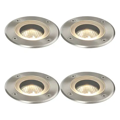 4 PACK Marine Grade IP65 Round Ground Light - 50W GU10 - Stainless Steel