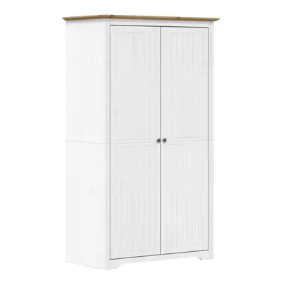 vidaXL Wardrobe Closet Clothes Storage BODO White and Brown Solid Wood Pine