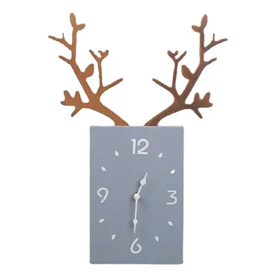 (Grey) x 35cm Simple Wooden Antler Wall Clock Roman Numerals Wall Home Office Decor