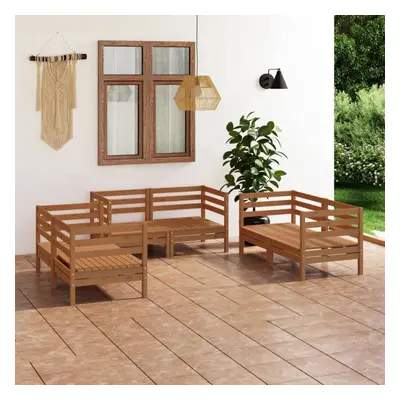 vidaXL Solid Pinewood Garden Lounge Set Piece Honey Brown Patio Seating Sofa