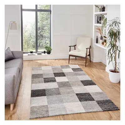 (160 x cm) Grey Geometric Checkers Rug Check Small Large Living Room Bedroom Carpet Rugs UK