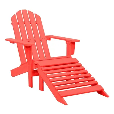 vidaXL Solid Fir Wood Garden Adirondack Chair with Ottoman Red Outdoor Lounge