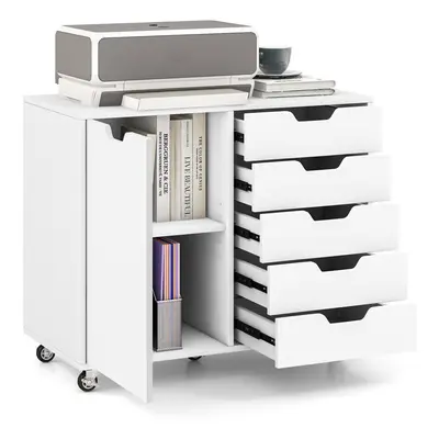 5-Drawer Chest Mobile Chest of Drawers Rolling File Cabinet Casters