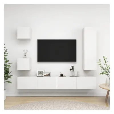 vidaXL TV Cabinet Set Piece White Chipboard Home Furniture TV Stand Cabinet