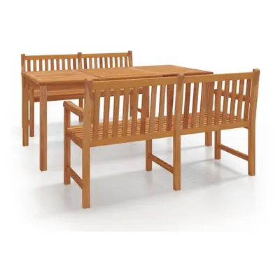 (2x bench + table) vidaXL Solid Wood Teak Garden Dining Set Patio Table Furniture Multi Models