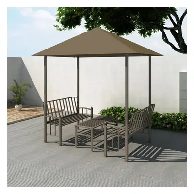 Garden Pavilion with Table and Benches 2.5x1.5x2.4 m Taupe g/mÂ²