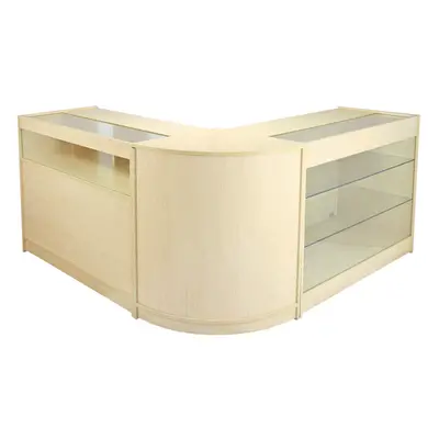 Shop Counter Maple Retail Display Storage Cabinets Glass Shelves Lockable Pisces