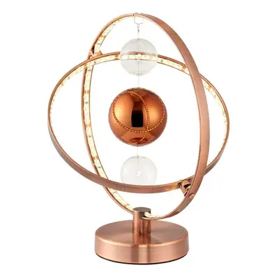 7.7W LED Table Lamp Warm White Unique Copper Glass Ball Bedside Hoop Ring Light