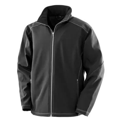 (XL, Black) Result Work Guard Mens Treble Stitch Softshell Jacket