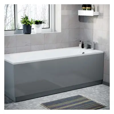 Nes Home mm Steel Grey Front Side Bath Panel Durable PVC + Plinth