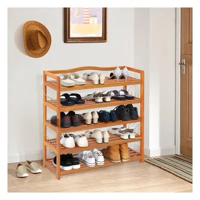 5-Tier Shoe Rack Shoe Storage Cabinet Organiser Unit w/ Side Hooks