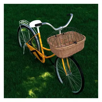 vidaXL Bike Front Basket with Cover 50x45x35cm Natural Willow Bicycle Basketry