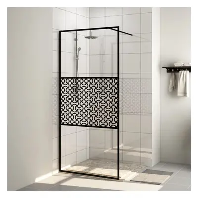 vidaXL Walk-in Shower Wall with Clear ESG Glass Black Shower Screen Partition