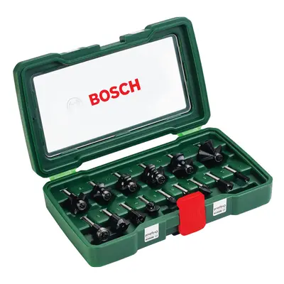 Bosch 15-Piece Hard Metal Router Bit Set (for Wood, Shank ? 1/4", Accessory Routers)