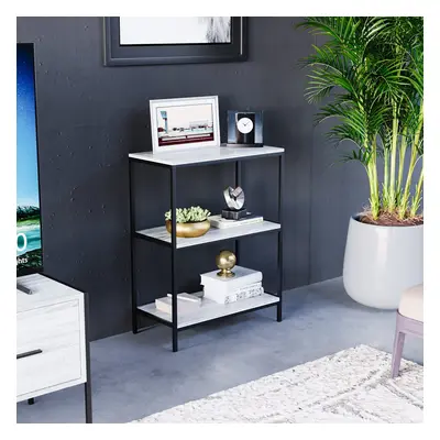 (Grey) Brooklyn Industrial Bookcase Wooden Shelves Tier