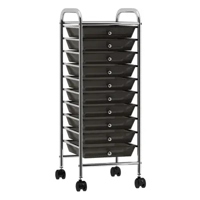 vidaXL 10-Drawer Mobile Storage Trolley Black Plastic Beauty Salon Trolley