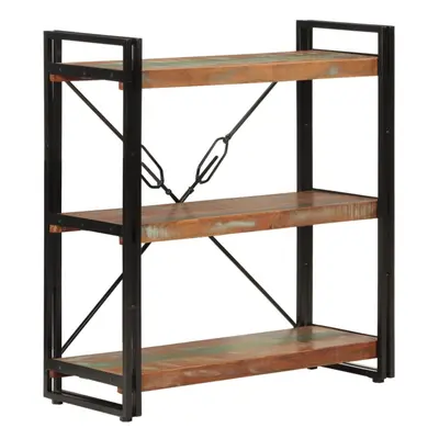 (Multicolour) vidaXL Bookcase Bookshelf Wooden Storage Rack Shelf Solid Wood Mango and Iron