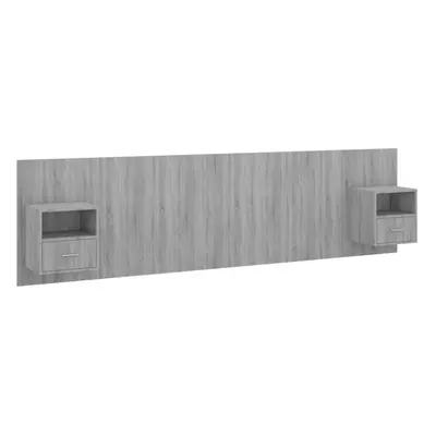 vidaXL Bed Headboard with Cabinets Grey Sonoma Engineered Wood Wall Nightstand