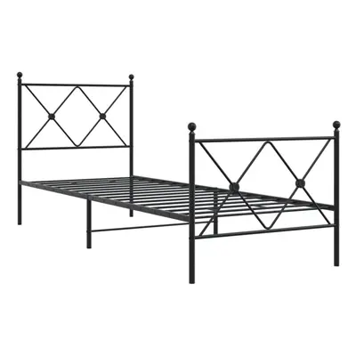 (black, 80x200 cm/with headboard & footboard) vidaXL Metal Bed Frame with Headboard and Footboar