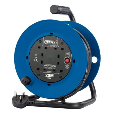 230V Four Socket Industrial Cable Reel, 25m