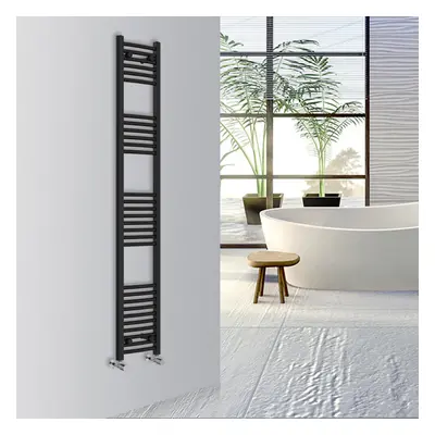 (Black, 1800x300mm) Warmehaus Curved Bathroom Heated Towel Rail Warmer Radiator Central Heating