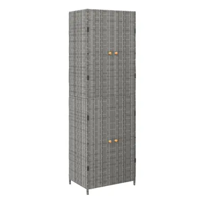 (grey) vidaXL Garden Storage Cabinet 59x40x180 cm Poly Rattan Organiser Black/Grey