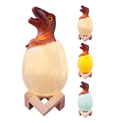 Decorative 3D Raptor Dinosaur Egg Smart Night Light Touch Switch Colors Change LED Nightlight Fo